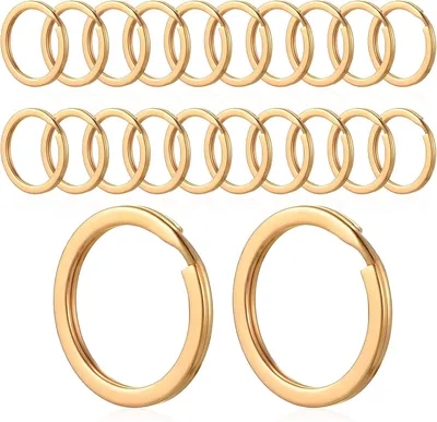 Produktbild von Set mit 20 runden, vergoldeten Edelstahl-Schlüsselringen, 25 mm Durchmesser