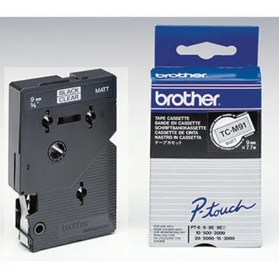 Produktbild von Brother TCM91 - Matt - 9 mm x schwarz auf durchsichtig - Band - für P-Touch PT-2000, PT-3000, PT-500, PT-5000, PT-8E