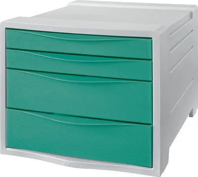 Immagine prodotto di Mini cassettiera a 4 cassetti per l'ufficio e la casa - organizzatore per documenti e utensili in verde