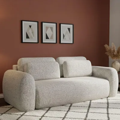 Immagine prodotto di Sessame - Divano Letto 3 Posti, 266x121 cm Beige Chiaro, Contenitore