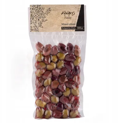 Zdjęcie produktu dla Kanakis | Mieszanka Oliwek - 300 G - Ręcznie zbierane - Oliwki Zielone i Kalamata - Naturalne Składniki