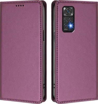 Image de Étui en cuir pour Xiaomi Redmi Note 11S/Note 11 4G, étui à rabat magnétique en cuirPolyuréthaneavec support, violet