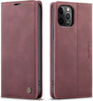 Produktbild von iPhone 12 Pro Max Hülle, LaimTop Retro Kunstledertasche mit Standfunktion Schutzhülle für iPhone 12 Pro Max Rot