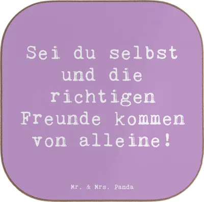 Produktbild von Mr. & Mrs. Panda Getränkeuntersetzer Spruch Neue Freunde finden - Lavendeltraum - Geschenk, Coaster, Vertrauem, liebevolle Geschenke, Zuversicht, Authentizität, Trost