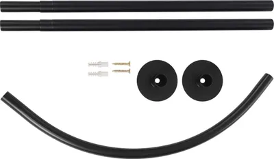 Image de Barre de rideau de douche - Barre d'angle en L - Acier inoxydable - Pour baignoire et douche - Noir