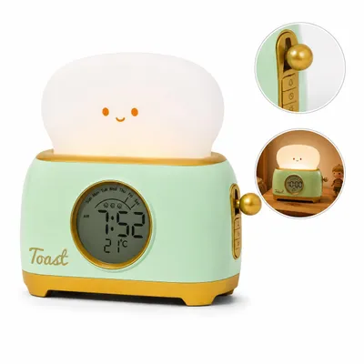 Produktbild von Kinder Toast LED Wecker mit Nachtlicht, ideal für Schlafzimmer, Lernen & sanftes Aufwachen