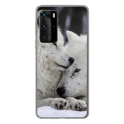 Produktbild von MuchoWow® Handyhülle Schutzhülle Hülle für Huawei P40 Pro Wölfe - Schnee - Familie Silikon Softcase Handy Hülle - Schutz