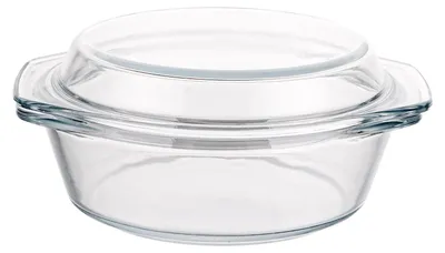 Image de Plat à gratin en verre avec couvercle (0,65 litre) – Plat rond en verre trempé, adapté au micro-ondes, Ø 17,5 cm – Plat à gratin en verre résistant à la chaleur pour 1 personne, empilable et lavable au lave-vaisselle