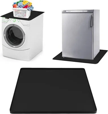 Productafbeelding van Lekbak Wasmachine - Koelkastmat Vloerbescherming - Apparaten Beschermen - Verhoogde Randen - 60 x 60 cm - Zwart