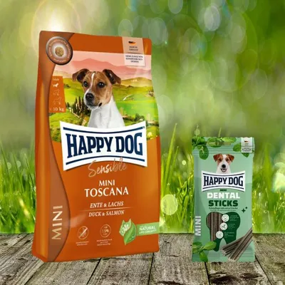 Produktbild von Happy Dog Supreme Mini Toscana 4 kg + Happy Dog Dental Snacks Dental Sticks Mini *geschenkt*