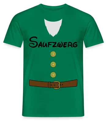 Produktbild von Spreadshirt Saufzwerg Sieben Zwerge Karneval-Kostüm für Erwachsene Männer T-Shirt, S, Kelly Green