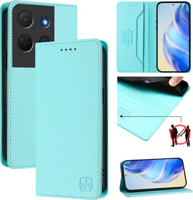 Produktbild von Lederhülle für TCL 503 Hülle Flip Brieftasche Kartenfächern Ständer Schutzhülle Türkis