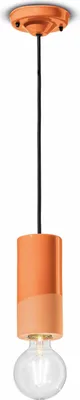 Produktbild von Hängeleuchte Keramik E27 rund D: 8 cm Orange Retro Design Keramikleuchte