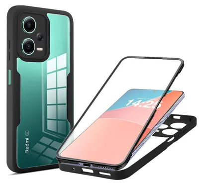 Produktbild von 360 Grad Rundum Schutz Handyhülle für Xiaomi Redmi Note 12 Pro+ 5G Full Cover Vollschutz Case Farbe: Schwarz
