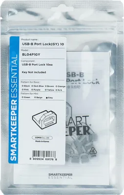 Produktbild von Smartkeeper BL04P1GY, Schnittstellenblockierung, USB Typ-B, Grau, Kunststoff, 10 Stück(e), Polybag
