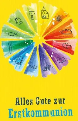 Produktbild von Butzon & Bercker Glückwunschkarte Erstkommunion 'Der Glaube macht das Leben bunt' mit farbigem Kuvert