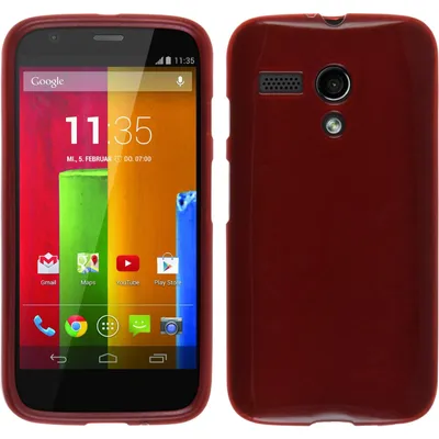 Produktbild von PhoneNatic Case kompatibel mit Motorola Moto G - rot Silikon Hülle brushed Cover