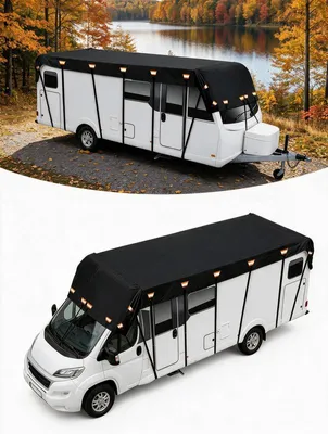 Produktbild von Wohnmobil Abdeckplane 6,5 x 3 m, Caravan Abdeckplane 210D Oxford, wasserdicht 3000 Pa, UV-Schutz, verstellbare Gurte,Schwarz