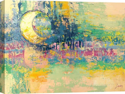 Imagen del producto de Pintura sobre lienzo, paisaje abstracto - Lucas, reflejos de la luna - 120x90 cm