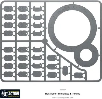 Produktbild von Warlord Games Bolt Action Schablonen & Marker Set für HE, Streuung, Sperrfeuer, Truppaktionen, 2. Edition
