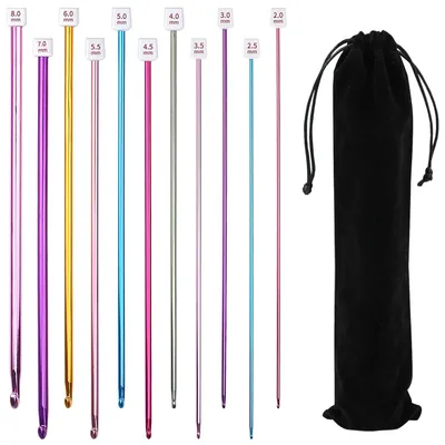 Produktbild von Häkelnadel-Set – Tunetische Häkelnadeln – 2 mm bis 8 mm – Aluminium – 11 Stück