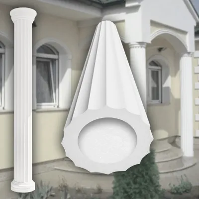 Produktbild von PRESTIGE DECOR Säule mit Grat-Kannelierung 2m 305x305mm Säulenschaft Kunstharzputz weiß, Fassadenverkleidung aussen Stucksäule Wandverkleidung (Schaft LC102-22F, vollrund)