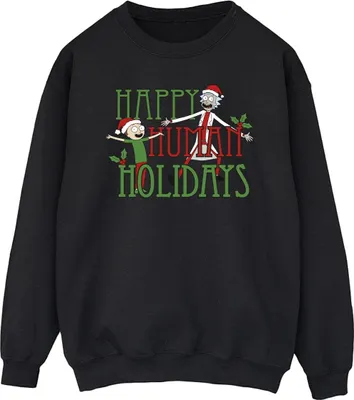 Produktbild von Rick And Morty - "Happy Human Holidays" Sweatshirt für Herren BI43721 (XXL) (Schwarz)