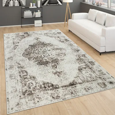 Immagine prodotto di Tappeto soggiorno a pelo corto motivo orientale vintage moderno beige crema dimensioni 200x290 cm