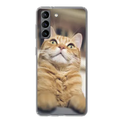 Produktbild von MuchoWow® Handyhülle Schutzhülle Hülle für Samsung Galaxy S21 Katze - Bank - Orange Silikon Softcase Handy Hülle - Softcase