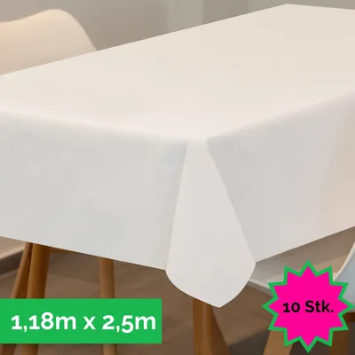 Produktbild von Sensalux Tischdecke, abwaschbar, Vorteilspack, 10 Stück, 1,18m x 2,5m, Weiß