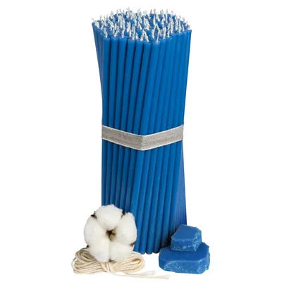 Image de Bougies d'église bleues en cire d'abeille № 60 100 pcs