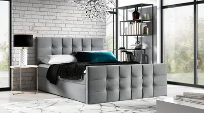 Produktbild von Gepolstertes Boxspringbett IVANA 1 LUX – 160x200, Grau + GRATIS Topper