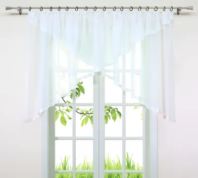 Produktbild von Joyswahl Scheibengardine mit Kräuselband, Cross-M-Typ Voile Gardine mit Satinband halbtransparent, Weiß HxB 100x300 cm