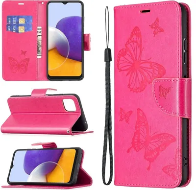 Zdjęcie produktu dla Etui kompatybilne z Samsung Galaxy A22 5G Etui na telefon komórkowy z syntetycznej skóry - Etui na telefon komórkowy różowe