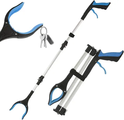 Imagen del producto de Pinza de ayuda para personas mayores, giratoria, de 110 cm, plegable, con brazo de sujeción largo, herramienta de agarre para uso doméstico