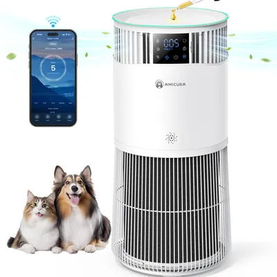 Imagen del producto de Purificador de aire con filtro HEPA verdadero H13 - 50 vatios de potencia - Área de cobertura de 41-60 m² - Para uso doméstico