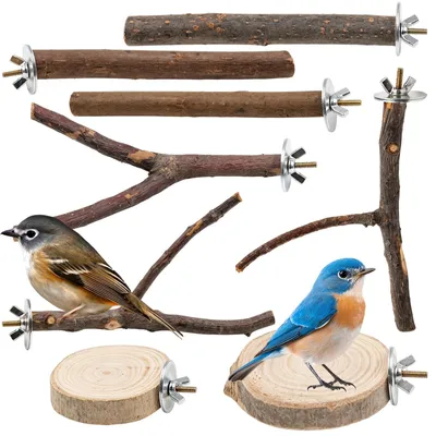 Imagen del producto de Barras de descanso naturales para aves - Set de 8 barras de madera
