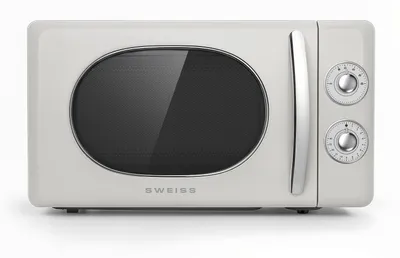 Immagine prodotto di SWEISS Forno a microonde vintage MOVI8, 20 litri, beige, 700W, 6 livelli di potenza, funzione scongelamento, piatto girevole da 24,5 cm, timer fino a 30 minuti