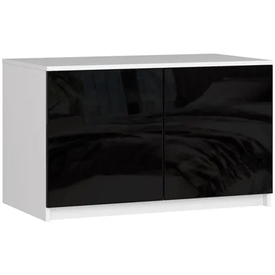 Produktbild von Schrankaufsatz für Kleiderschrank AKORD S90 Weiß Schwarz Glanz B90xH55xT51 cm