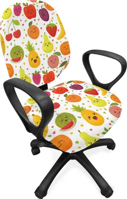 Produktbild von ABAKUHAUS Früchte Bürostuhl Schonbezug, Banana Lächeln Kinder Theme, dekorative Schutzhülle aus Stretchgewebe, Mehrfarbig