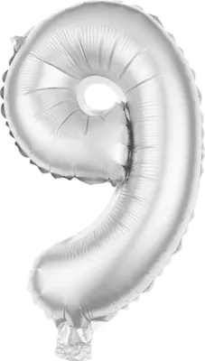 Produktbild von Folienballon Zahl 9 silber 100 cm