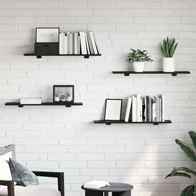 Immagine prodotto di Maison Exclusive - Ripiano 4 pezzi Nero 80 x 20 x 1,5 cm Materiale ligneo