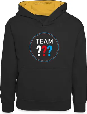 Produktbild von Spreadshirt Die Drei Fragezeichen Team Drei Fragezeichen Kinder Kontrast-Hoodie, S (5/6 Jahre), Schwarz/Gold