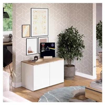 Produktbild von Kommode Wido, Weiß/Sonoma, 40 x 50 cm mit 2 Türen