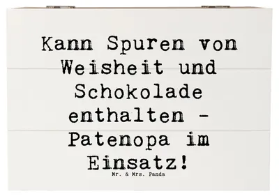 Produktbild von Mr. & Mrs. Panda Truhe Spruch Patenopa und Weisheit 22 x 15 cm - Weiß - Geschenk, Box, Humor, holz, handgemacht, Patenschaft, Schatzkiste, Familienmitglieder, Freude
