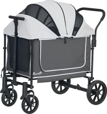 Produktbild von Hundewagen Hundebuggy klappbar für Hunde & Katzen bis 30 kg 110 x 65 x 102 cm Dunkelgrau