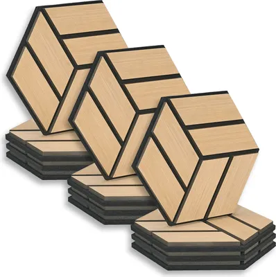 Obrázek produktu pro Homestyle4u akustické panely 12 kusů přírodní dubové dřevo zvuková izolace