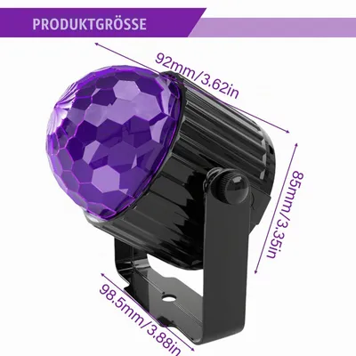 Produktbild von Discokugel LED 360° rotierend, Musiksteuerung, Fernbedienung, lila Partylicht