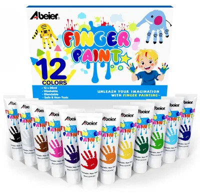 Imagen del producto de Pintura para dedos, lavable, no tóxica, 12 colores, 35 ml por tubo, ideal para niños y bebés