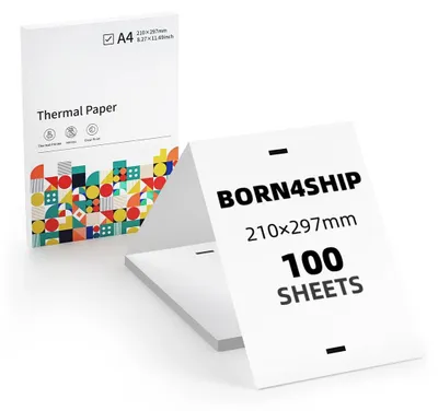 Thermopapier A4, 100 Blatt, 210 x 297 mm, für tragbare Drucker